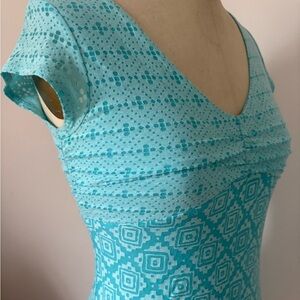 Athleta Turquoise Blue Patterned Midi Dress